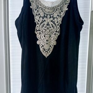 Elegant Black Lace Detail Women's Top